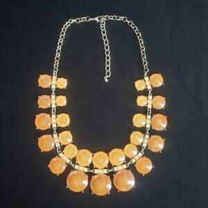 Elegant Orange Bib Style Necklace
